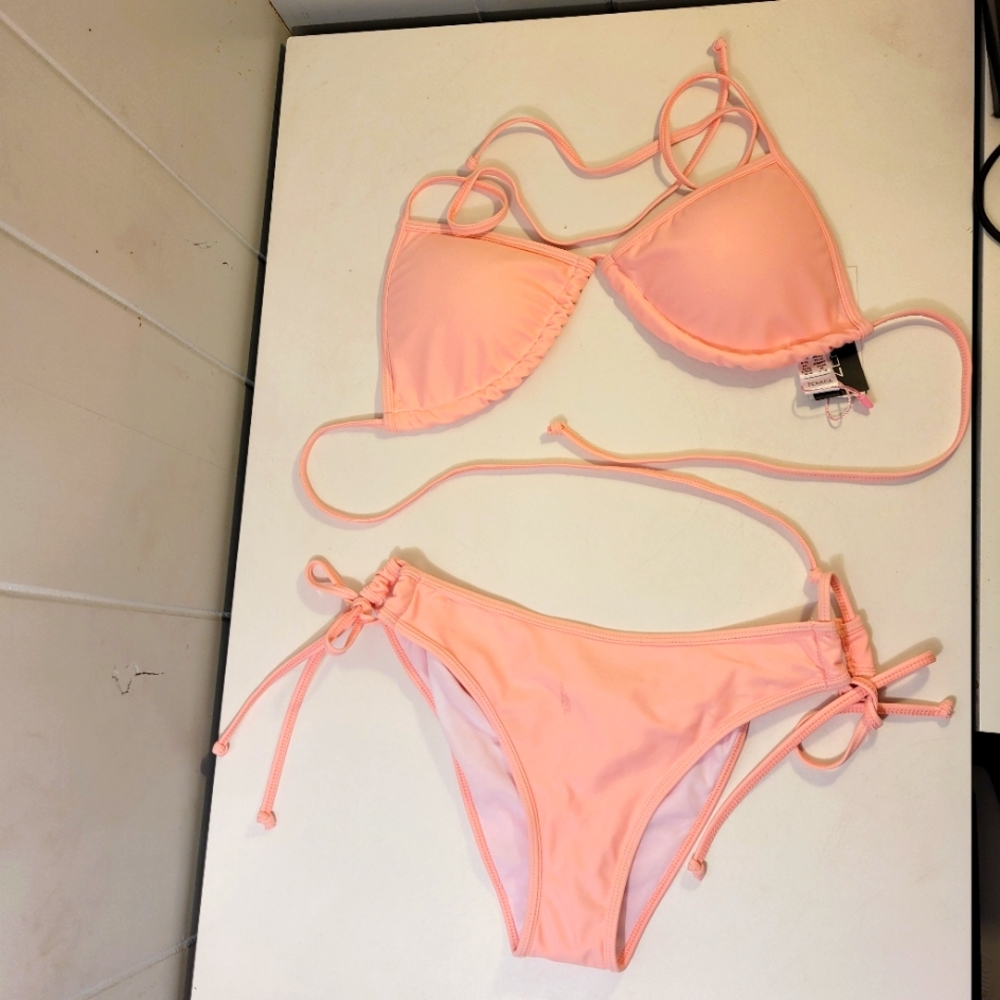 ZERACA PINK TIE BACK BIKINI SIZE MEDIUM NWT